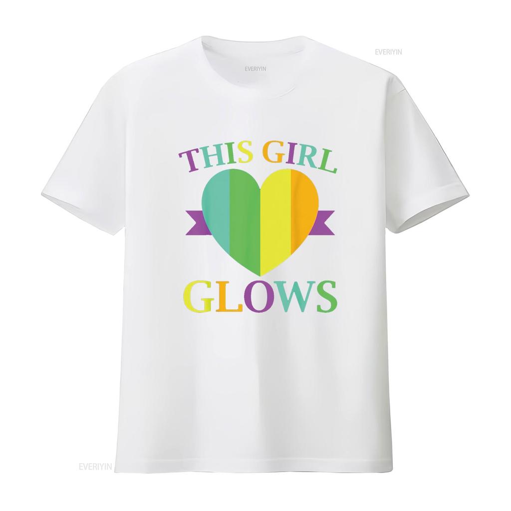 This Girl Glows Neon Lights Glow Party Lover T Shirt vintage Washed Comfortable Casual graphic homme fashion