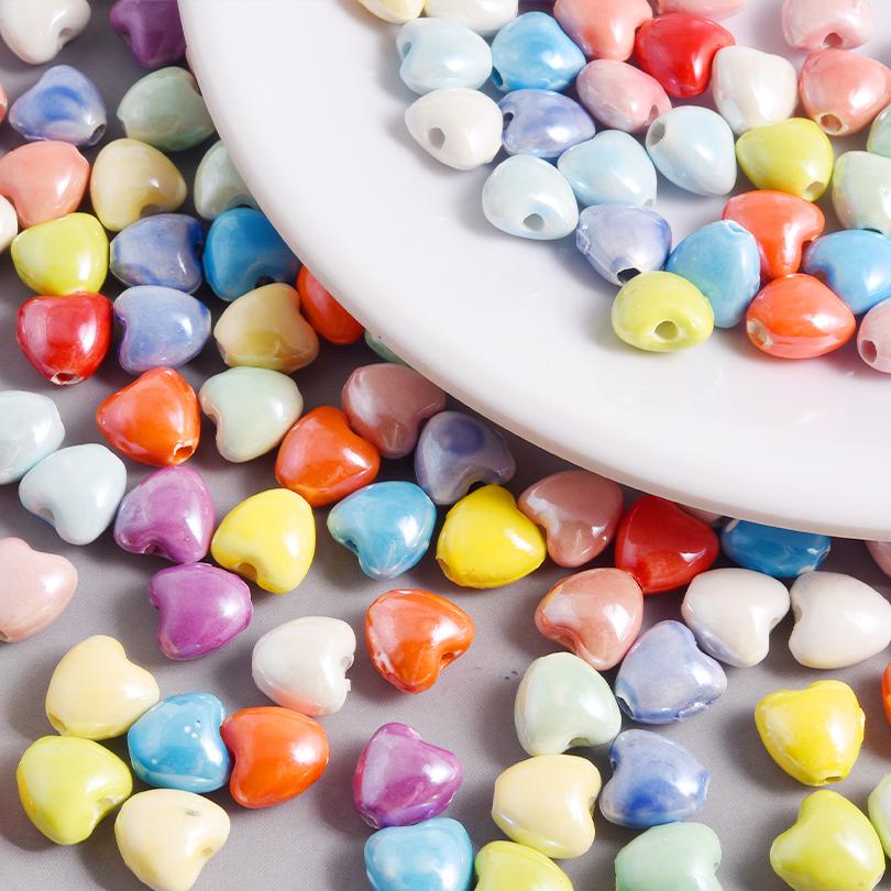 Different Style Random Mix Ceramic Beads For Jewelry Making Supplies Ball Flower Heart Star Loose Bead DIY Bracelets Accessories