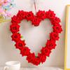 Artificial Rose Wreath Heart Shaped Floral Rose Artificial Garland Door Wreath For Home Party Wedding Valentine's Day Decoration, Red Rose