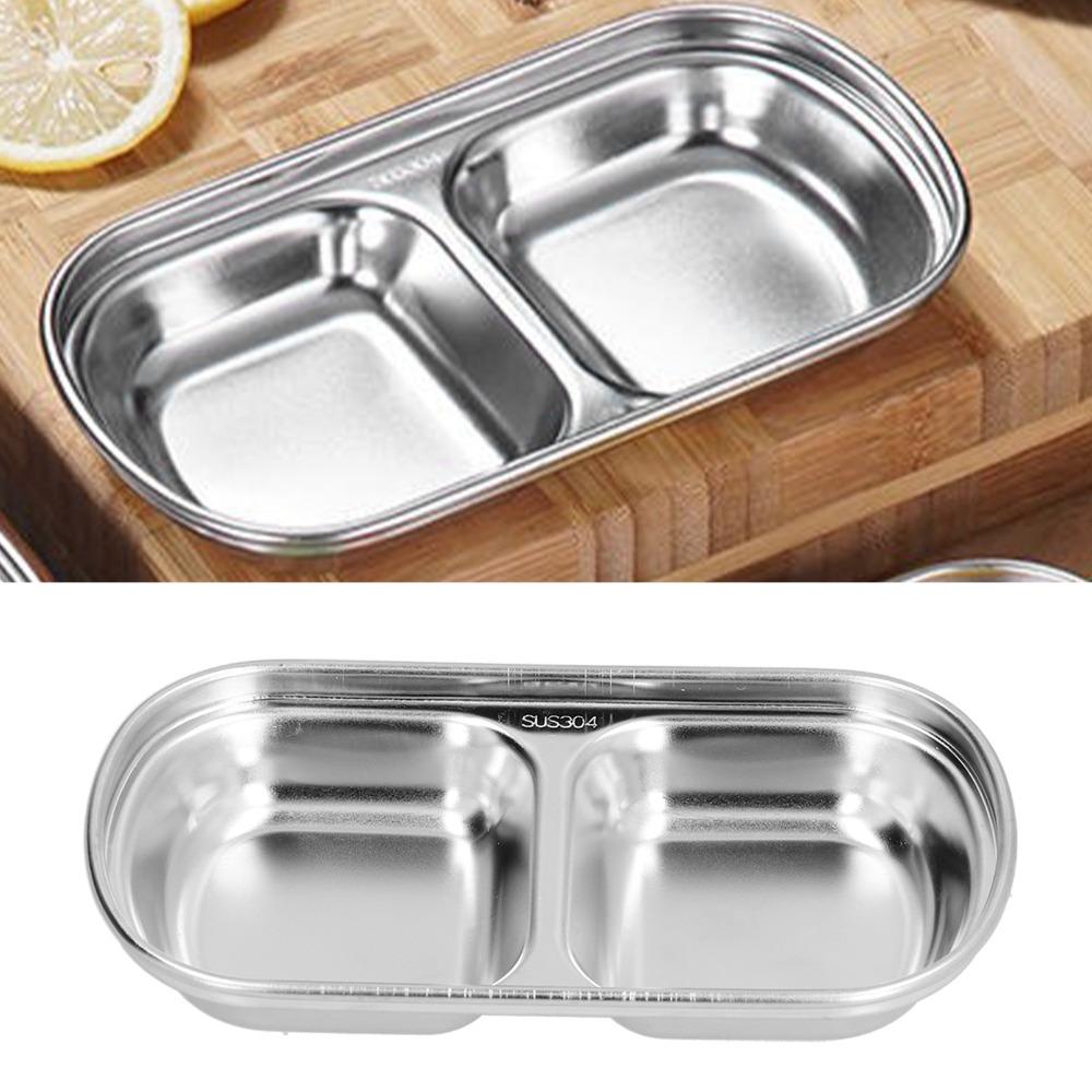 Thickened BBQ Plate 304 Rustless Steel Seasoning Plate Hot Pot Sauce Dish  Hot Pot Dipping Sauce