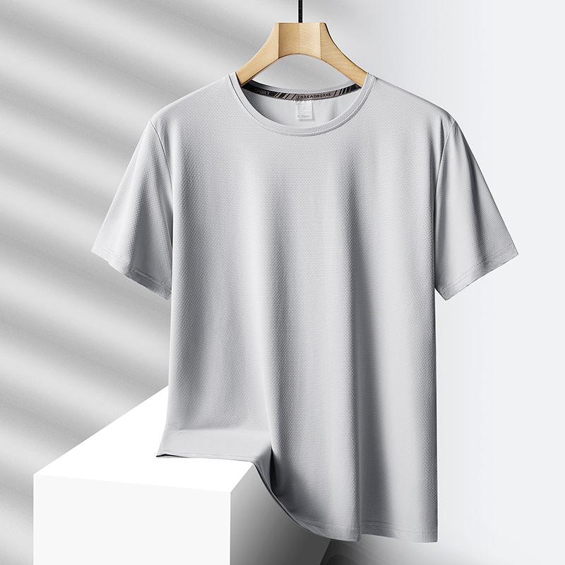 Camiseta Masculina de Malha de Secagem Rápida Manga Curta Respirável Casual Top de Verão