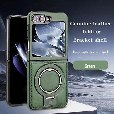 Samsung Z Flip6/5/4/3 Skórzane Magnetyczne Etui Ochronne ze Wsparciem Ładowania Bezprzewodowego i Konstrukcją Antyupadkową