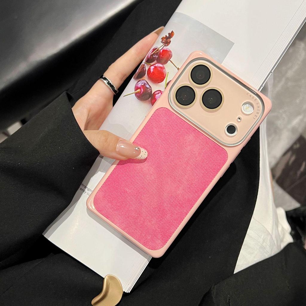 Square Crystal Lens Denim Case for iPhone 17 Pro Max/16 Pro Full Coverage 14/15