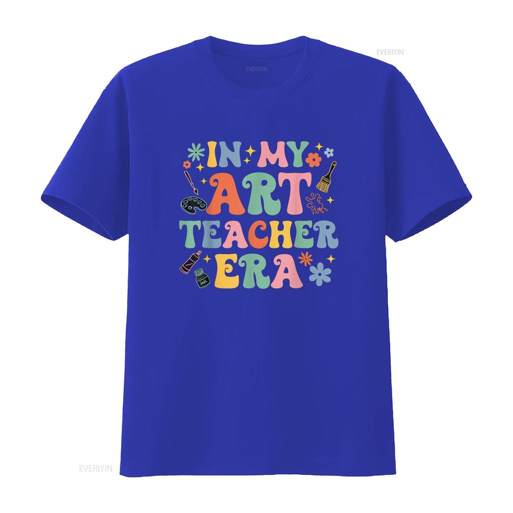Groovy In My Art Teacher Era Back To School T Shirt Vintage Washed Designer Clothes Comfortable Streetwear Graphic Homme Unisex