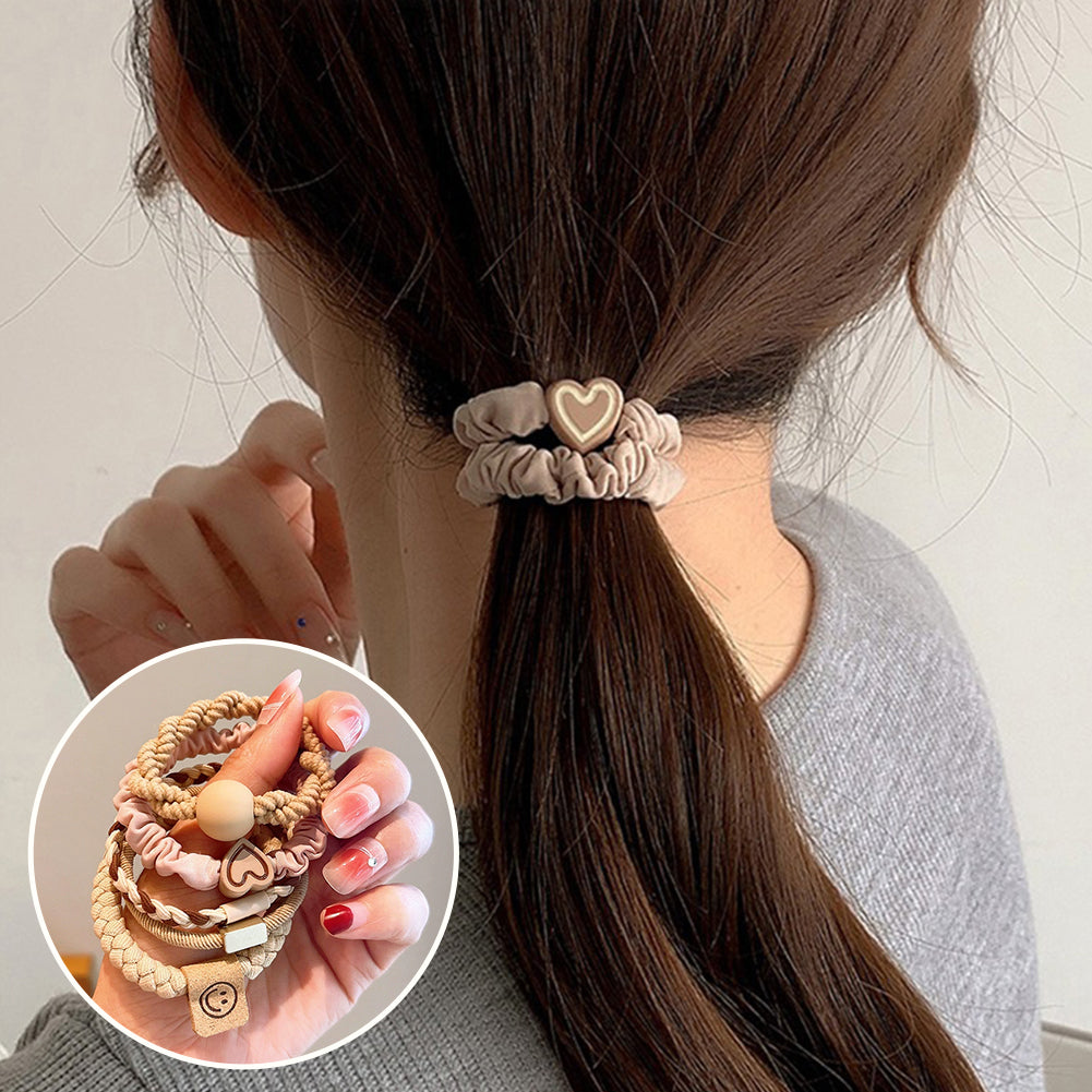 5pcs/set Simple Mixed Style Hair Tie Highly Elastic Durable Versatile Rubber Band Headwear Hair Accessory for Women