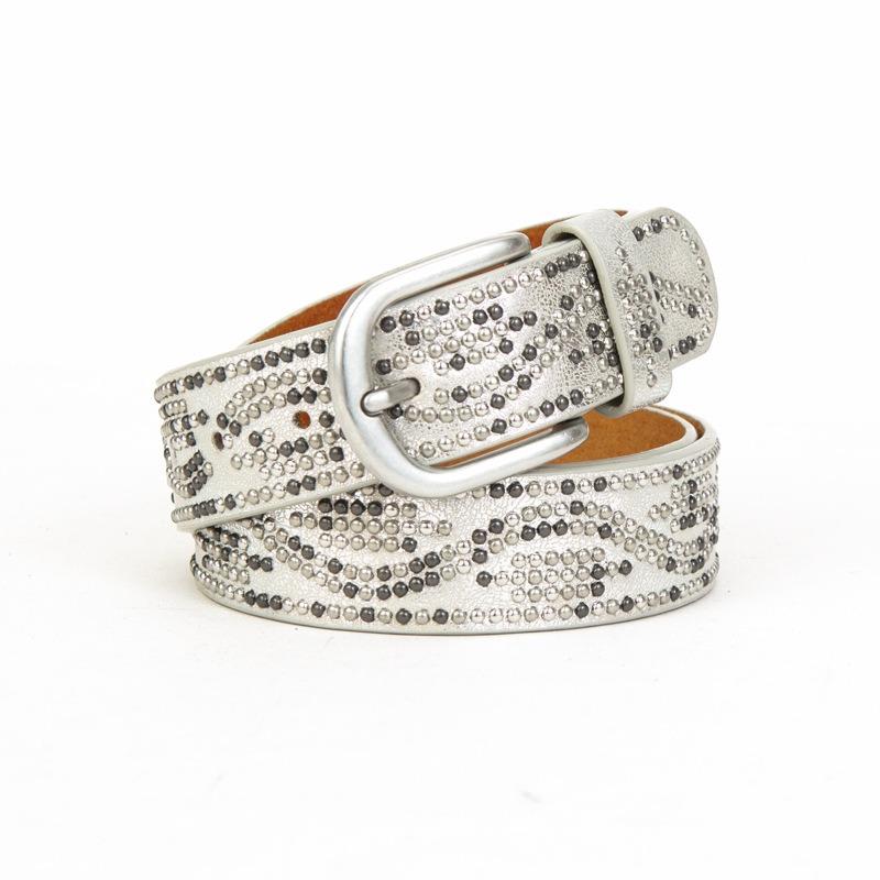 Mei Rhinestone-embellished belt - alloy buckle, women's heavy-duty rhinestone belt