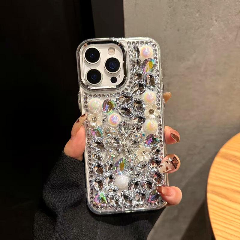 

Rhinestone Butterfly Luxury Phone Case for iPhone 17, 16 Pro Max, 11/12 with Glittering Diamonds 14 Pro