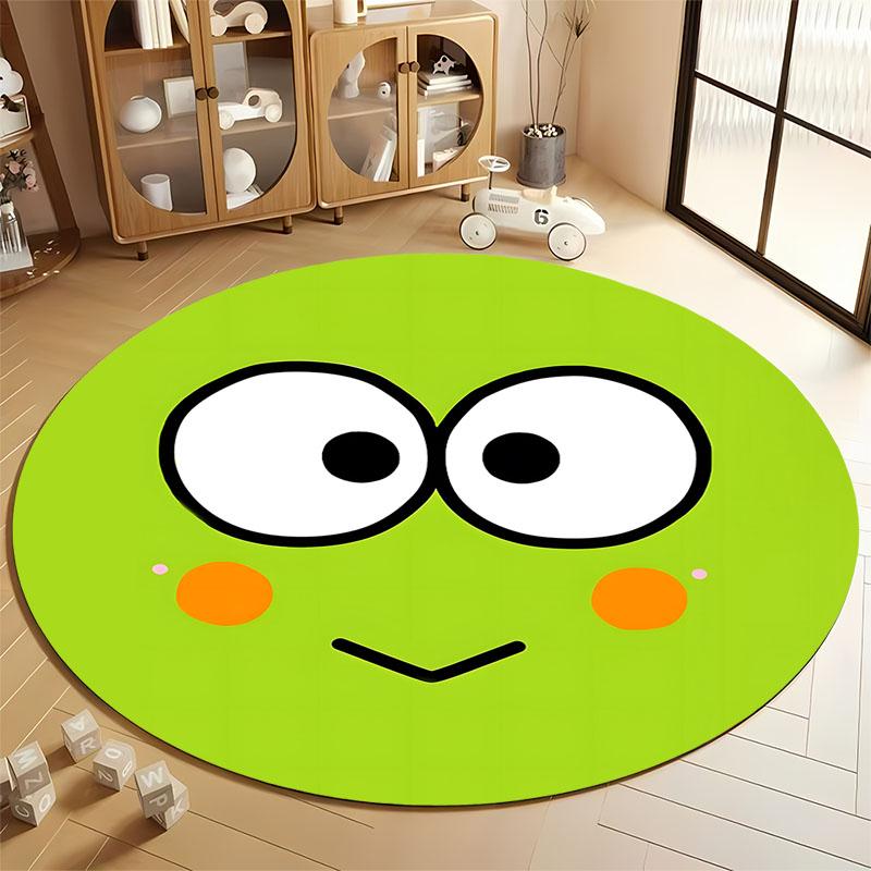 

Playful Green Cartoon Face Round Rug for Kids Room round carpet for home sofa bedroom, gift Diameter 60cm
