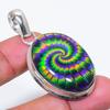 Natural Dichroic Glass Gemstone 925 Sterling Silver Jewelry Pendant 1.97" AP-16458