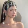 Exquisite Crystal Bridal Headwear Princess Forehead Chain with Pendant Beaded Fringe Bohemian Wedding Headpiece for Women