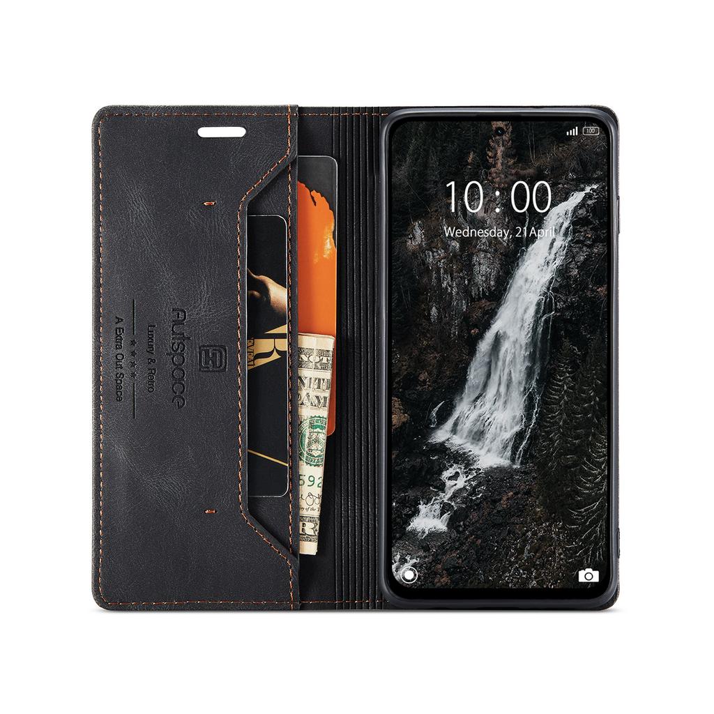 For Xiaomi Redmi Note 14 5G Wallet Case AUTSPACE A01 Leather Stand Cover with RFID Blocking Card Holder