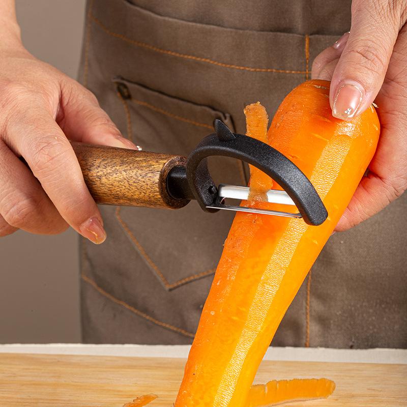Stainless steel Acacia wooden handle paring knife multi-functional fruit and vegetable melon slicing potato peeling shredded
