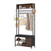 Hall Tree, 1800 mm Coat Rack with Shoe Bench & 3 Drawers, 3-in-1 Freestanding Shoe Rack Storage Organizer with Bookshelf & Wire Shelf, Steel Frame