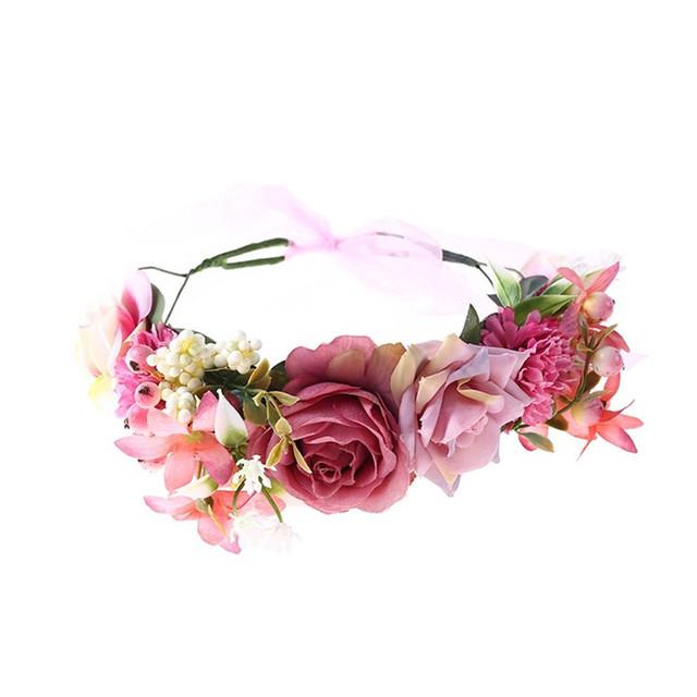 Women Girls Flower Headband Bride Flower Crown Hairband Hair Accessories Wedding Party Spring bohemia Wreath Headpiece Headwear