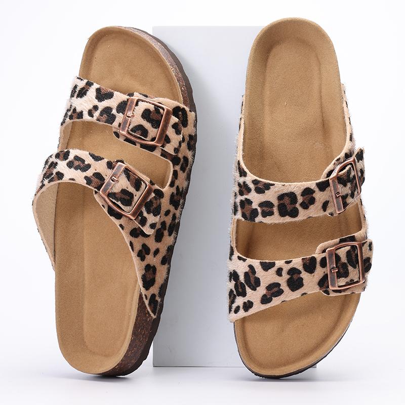 Fashion Kidmi New Women's Mules House Sandals Cork Sole Womens Suede Clogs Soft Comfortable Mules Clogs Non-slip Slippers Beach Slippers