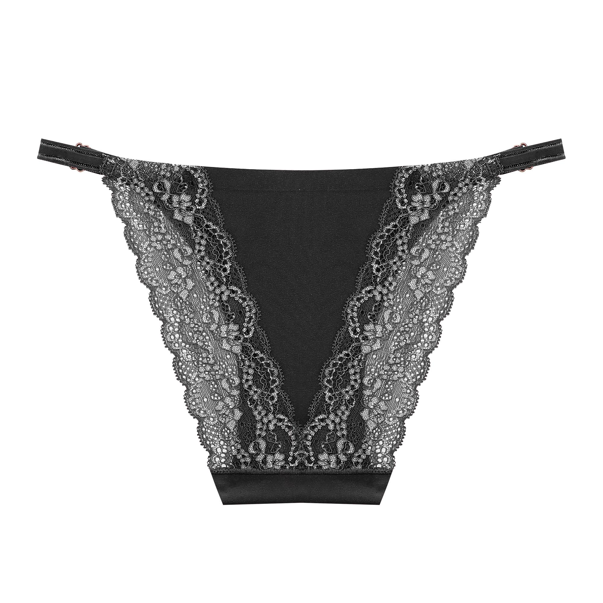 

Бесшовные регулируемые ремешки бикини, нижнее белье для женщин, сексуальные дышащие трусики с высоким вырезом, женские трусы с V-образной талией M чёрный
