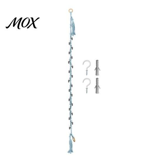 Nursery Room Wall Decor Stuffed Doll Cotton Hanging Storage Chain, Mounted Organizer with Plushie Display Chain Metal Clips, Boho Strap for