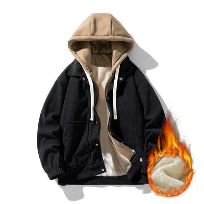 Neue Baumwolle gefütterte Jacke Herren Winter Baseball Hoodie Baumwolle Jacke Mode Werkzeug Straße Hip Hop Jacke Gefälschte Zwei Sets