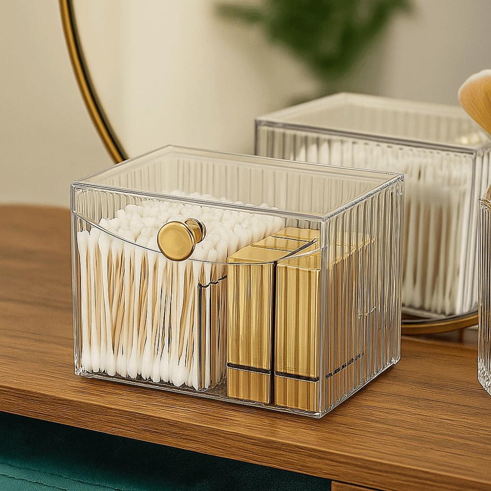 Flip Lid Cotton Swab Storage Box Plastic Qtip Holder Makeup Organizer Swab Pad Holder  Dresser