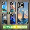 Beauty Cartoon Lighthouse Case For iPhone Mini,13,Max,17,14,Plus,12,11,15,Pro,16,For Magsafe,Magnetic Wireless Charging
