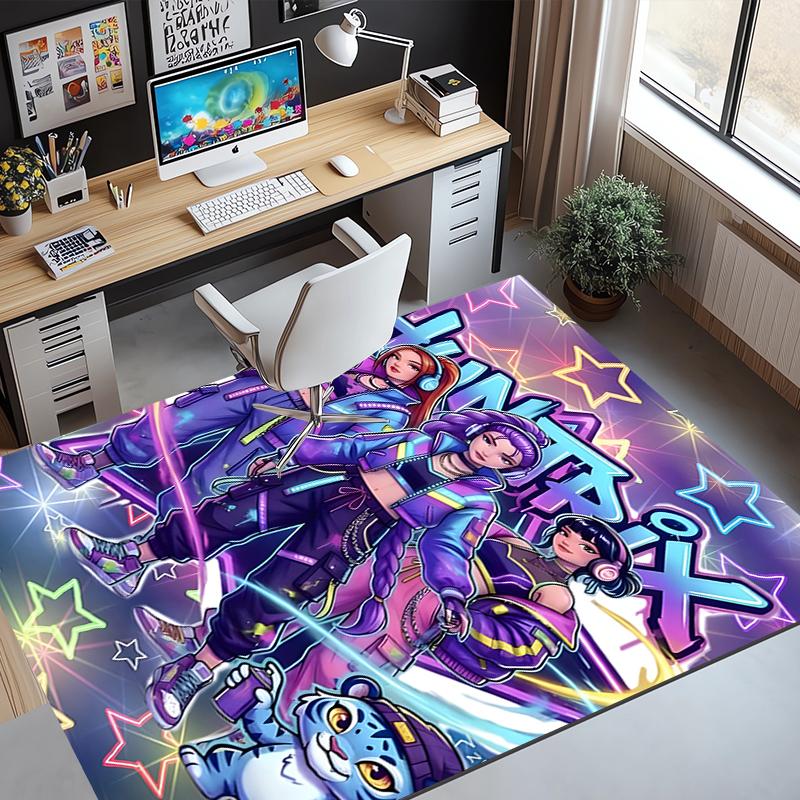 KPop Demon Hunters Pattern Rug, Indoor/Outdoor Mat, for Picnic, Gameroom, Bedroom, Office, Living Room, Home Decor Carpet, Birthday Gift