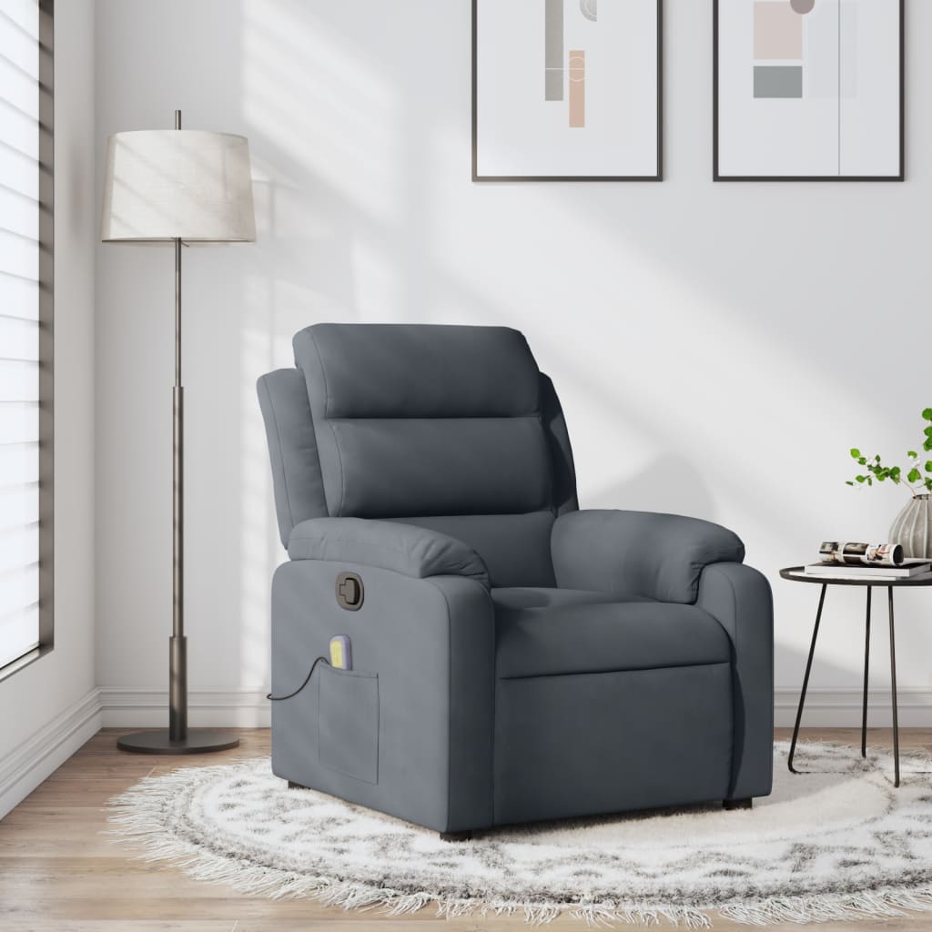 Massage Relax Chair Dark Gray Velvet