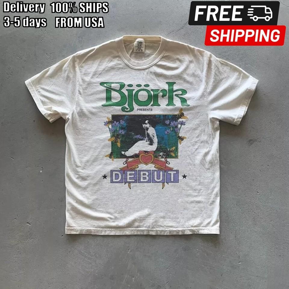 Bjork Shirt Bjork Debut White Tshirt Unisex S5XL Reprint VN4839 Unisex T-Shirt L