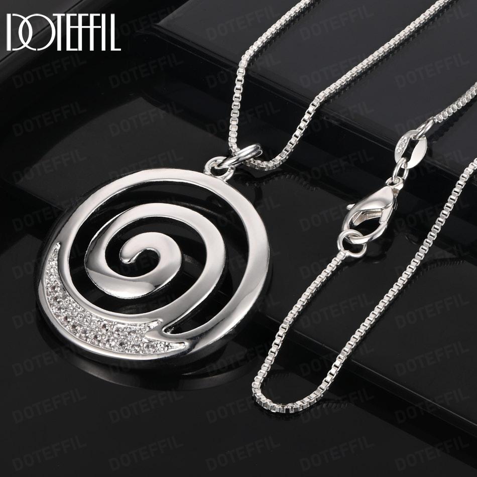 925 Sterling Silver Fashion Jewelry 18-inch Spiral Pendant Necklace