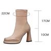 Chunky Heel Short Boots for Women Autumn Winter Splicing Waterproof Platform Skinny Boots Suede Temperament High-heeled