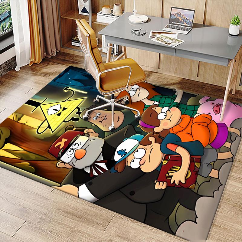 Gravity Falls Printed Absorbent Washable Carpet, Non-Slip Bathroom Mats, Kitchen Rugs, Yoga Mat,Living Room Entrance, Camping Picnic Rugs