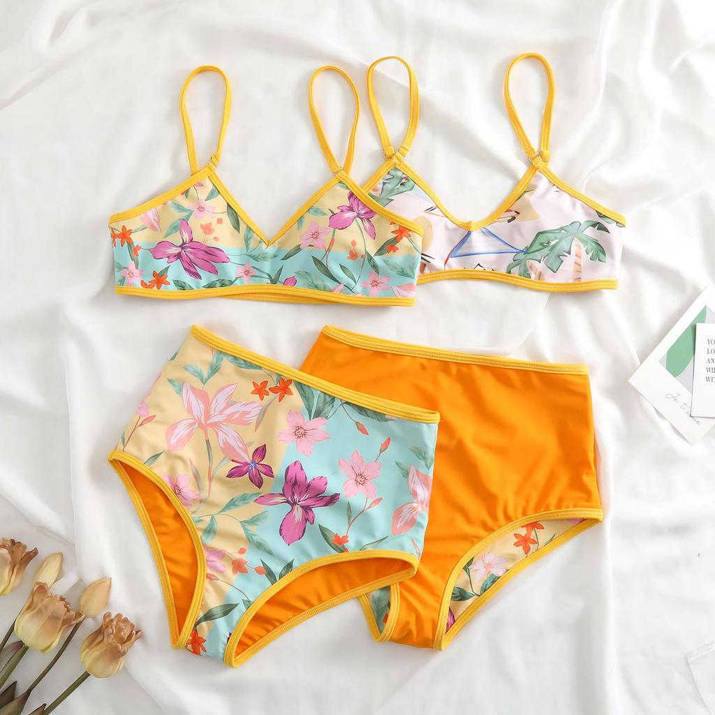 Split Double-sided Three-piece Set Retro Swimsuit Swimsuit Lace-up Sand