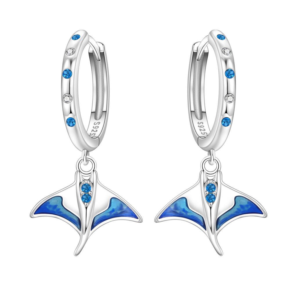 Original 925 Silver Zircon Pink Paw Print Earrings Heart Flower Leaf Design Women Party Jewelry Gift Ear Loops