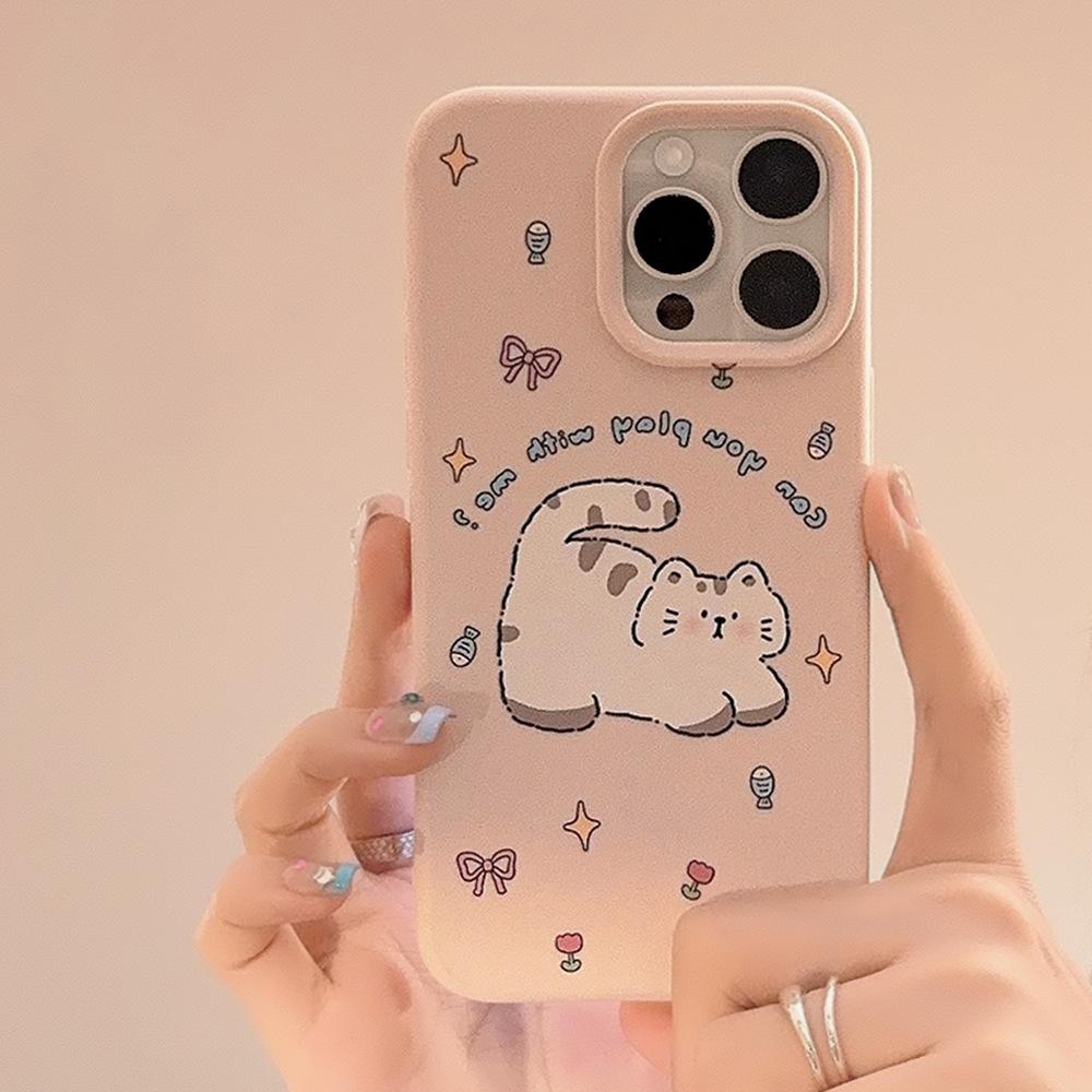 Fat Cat Stand Iphone17 Mobile Case Apple 15 Pink Cartoon 16 Promax Applicable To 13 Anti Fall 12 Soft
