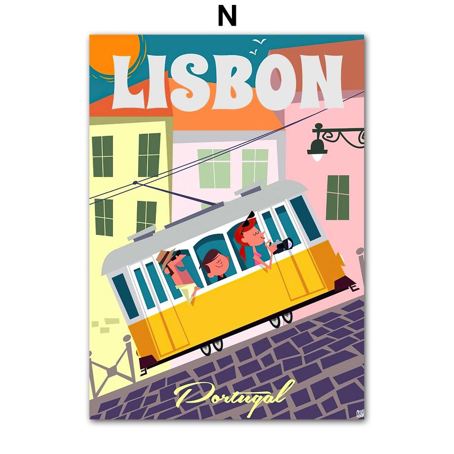 

Туристический мир, город Лондон, Париж, Нью-Йорк, мультяшный декор для гостиной, постеры и принты, настенная живопись на холсте, настенная картина для дома A4 21X30cm No Framed