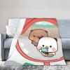 Super Soft Bubu Dudu Bear And Panda Throw Blanket Premium Flannel Fleece Lightweight Bed Blanket Cozy Plush Bedspread All Season