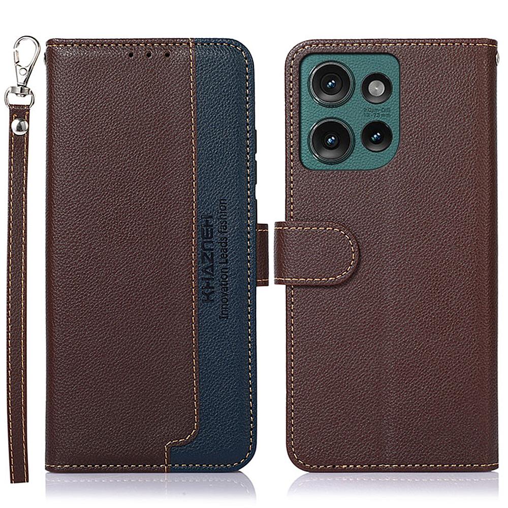 

KHAZNEH For Motorola Edge 50 Neo 5G/Moto S50 5G/Thinkphone 25 5G Case RFID Blocking Wallet PU Leather Phone Cover Brown