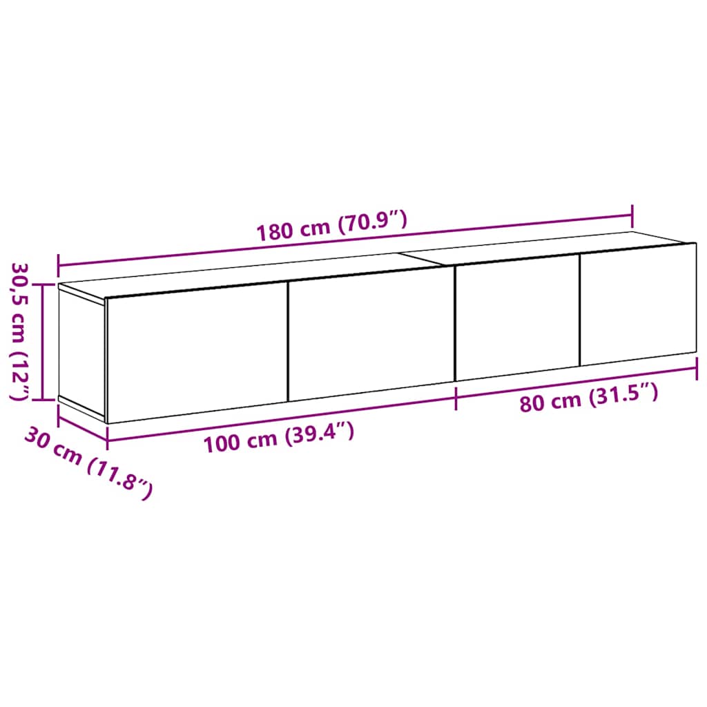 TV Cabinet Set 2 pcs Black Oak Effect Wood Based Panel