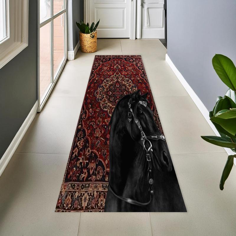 

Horse Optical Illusion Carpet Mat Rug Home Decoration Living Room Bedroom Realistic Depth Effect Non Slip Durable Bedroom Decor 50x150CM