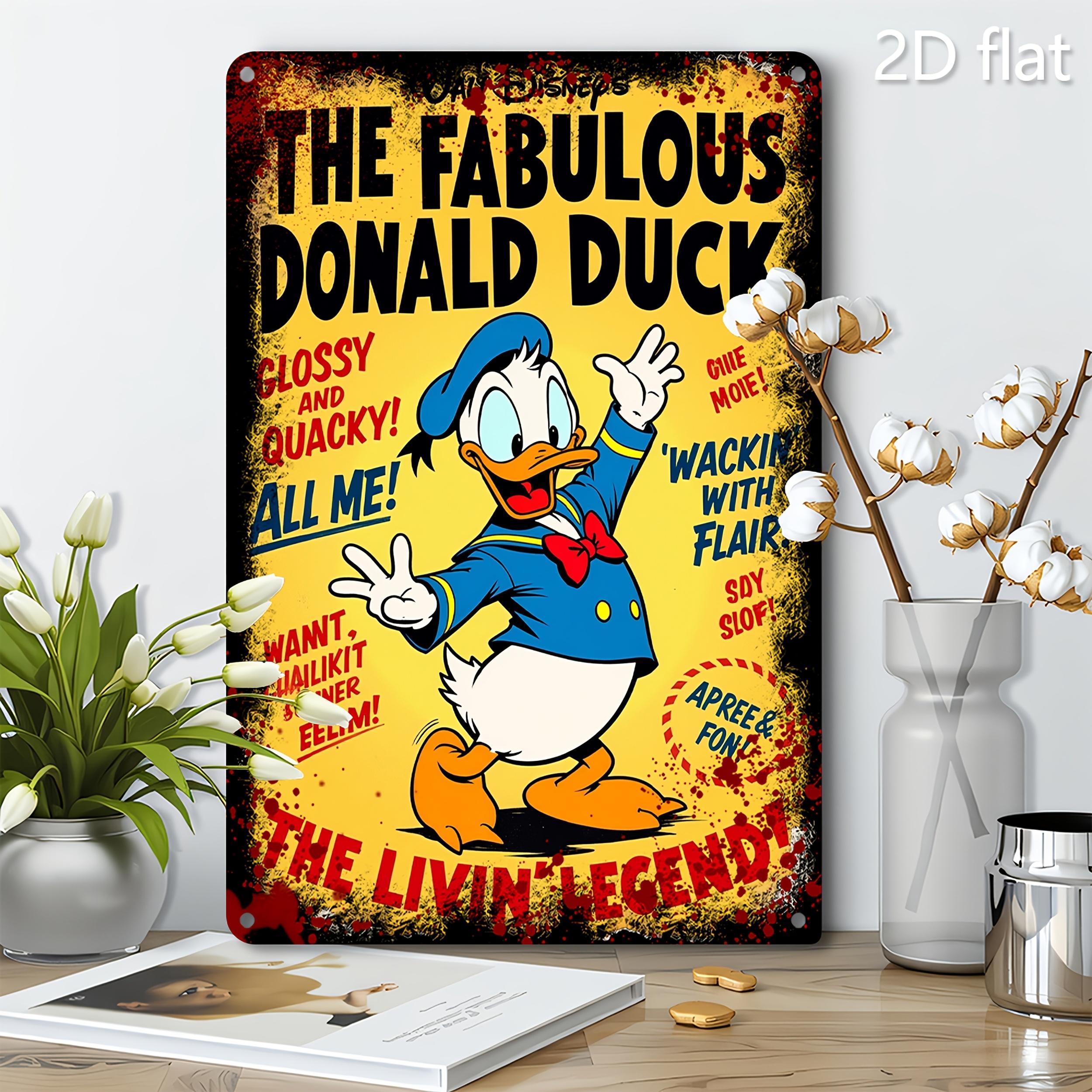 

2D Flat, Disney Vintage Metal Wall Decor - Donald Duck Retro Decoration with Fabulous Title - Heavy-Duty Tinplate Sign for Home, 7.9x11.8In(20x30cm)