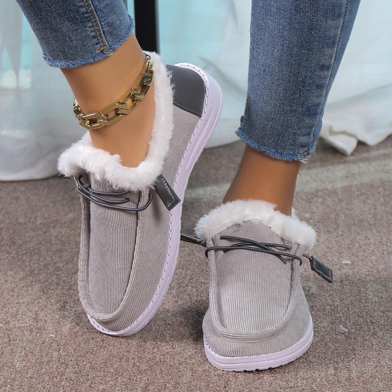 Large size autumn and winter women's casual espadrilles, loafers, one pedal, fluffy neckline single shoes