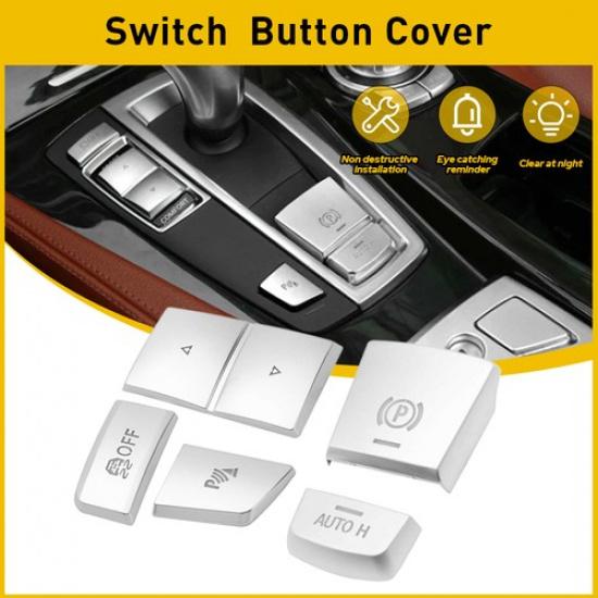 Silver Gear Shift Switch Button Guard Cover Decal For BMW 5 Series F10 2010-2017
