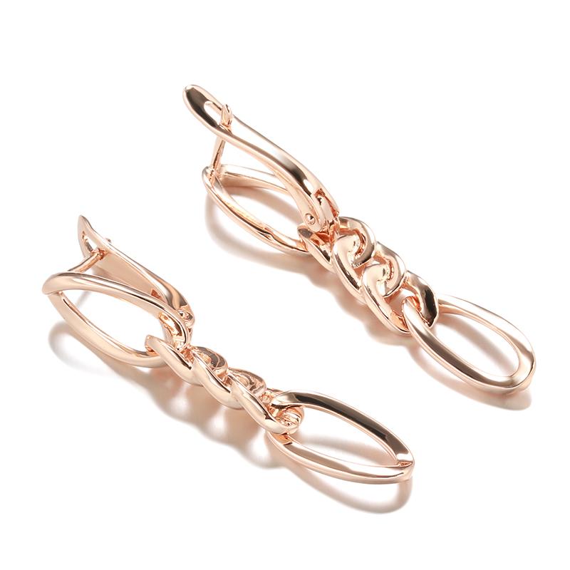 New Glossy  Rose Gold Long Earrings For Women Lovely Hollow Geometry Metal Earrings Cute Gift Fashion Vintage Jewelry