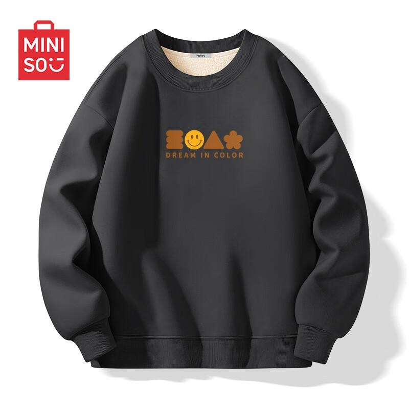 

MINISO Men s Japanese Style Fleece Lined Pullover Sweatshirt M