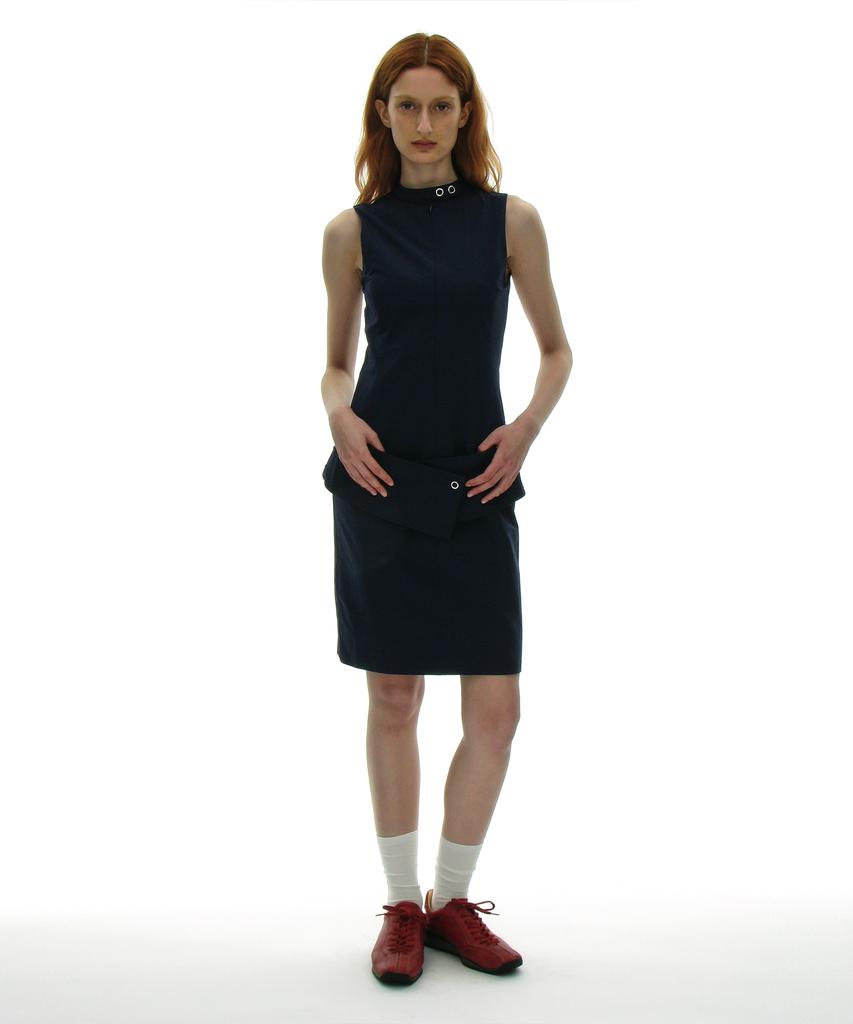 Partimento Woman Minimal Belted Dress_Navy
