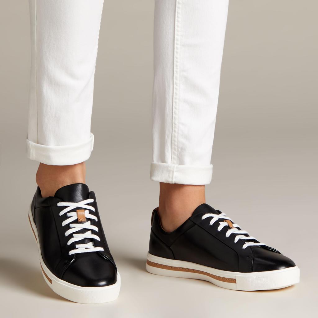 Clarks Genuine Leather Anmaui Lace Platform Black Size Women's Sneakers, Lightweight, Comfortable, Sole, Leather, 22.5cm