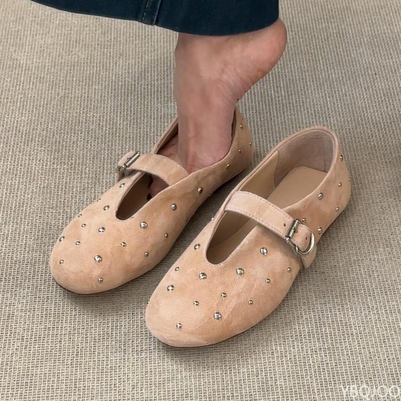 Women's suede fashionable spring autumn new style shallow mouth small single shoe round toe comfortable versatile single shoes