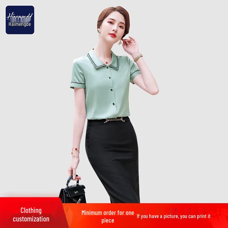 

Haimengde Women s Short Sleeve Business Casual Shirt M