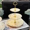 Ceramic Three-Tier Pastry Stand: English-European Style Fruit Bowl, Cake, Candy, and Snack Plate for Afternoon Tea.
