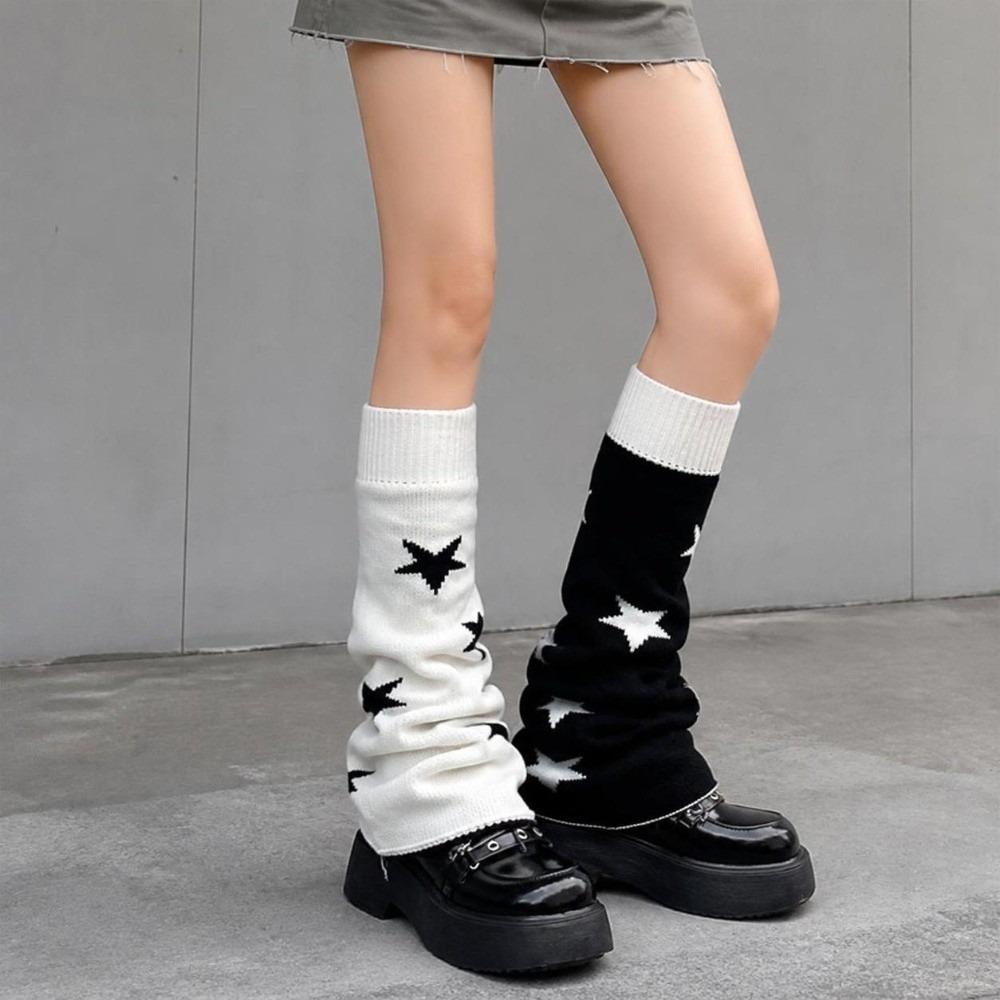 Double-sided Knit Leg Warmers Lolita Style Star Pattern Leg Covers Streetwear Looks
