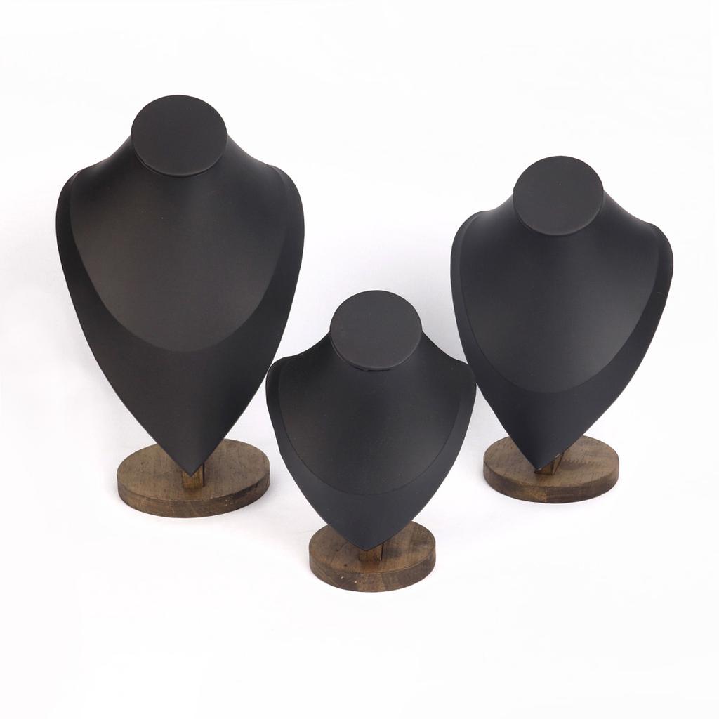 Walnut Color PU/Velvet Portrait Necklace Display Jewelry Display Stand Jewelry Mannequin Bust Necklace Pendant Window Display